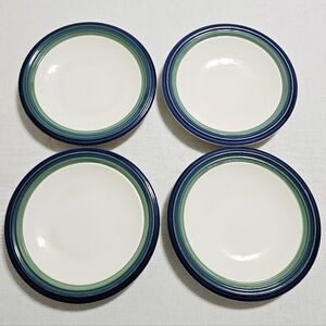 Pfaltzgraff Ocean Breeze Set Of 4 Salad Plates USA Stoneware Blue Green Cream 8"